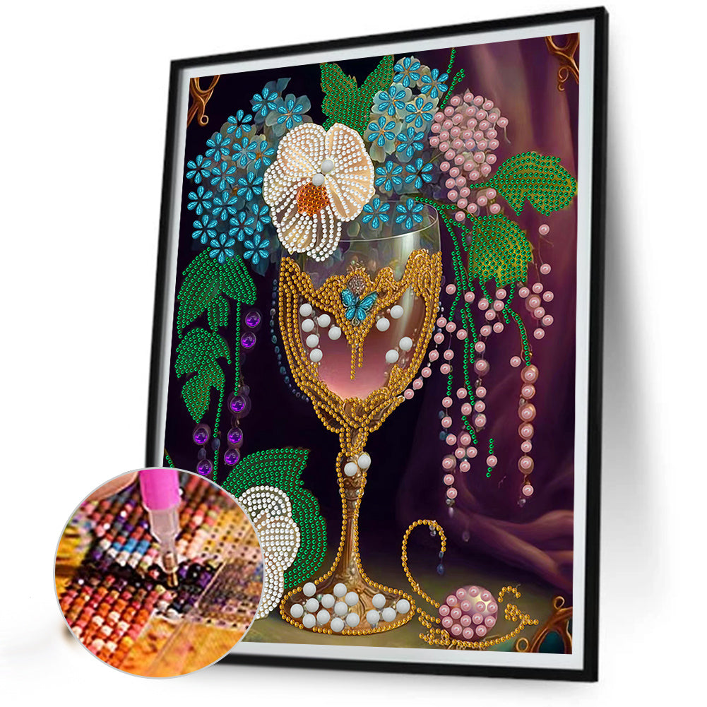 Flower Goblet - Special Shaped Drill Diamond Painting 30*40CM