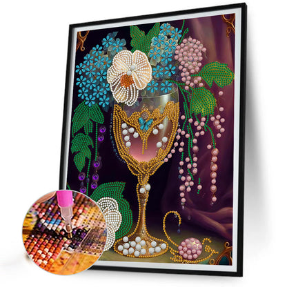 Flower Goblet - Special Shaped Drill Diamond Painting 30*40CM