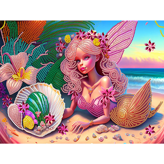 Beach Mermaid - Special Shaped Drill Diamond Painting 40*30CM