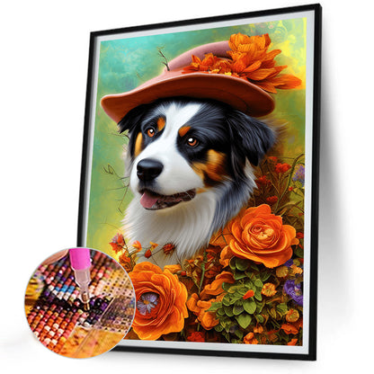Top Hat Puppy - Full Round Drill Diamond Painting 30*40CM
