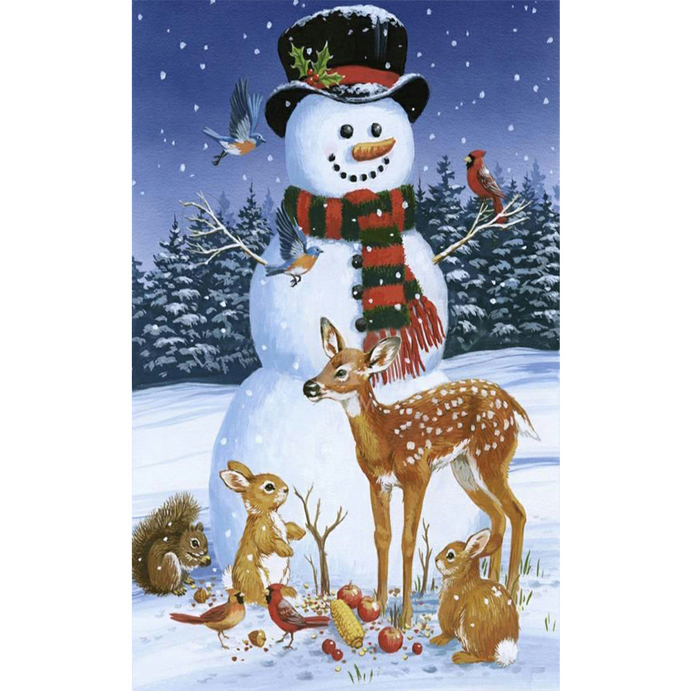 Elk And Snowman - Full Round Drill Diamond Painting 30*50CM