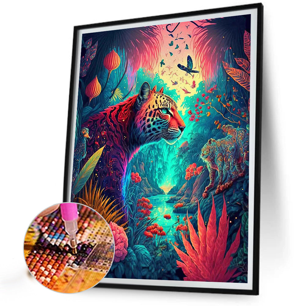 Jungle Leopard - Full Round Drill Diamond Painting 40*50CM