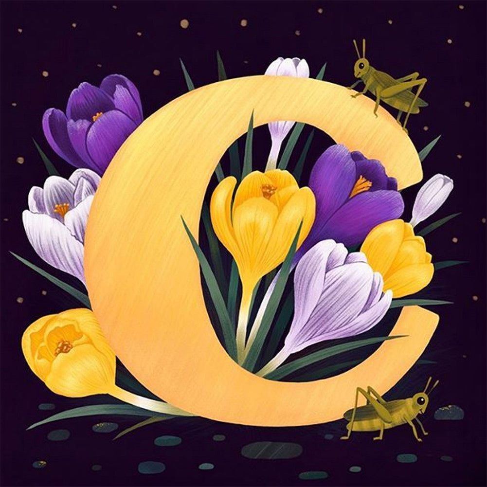 Daisy Alphabet - Full Square Drill Diamond Painting 30*30CM