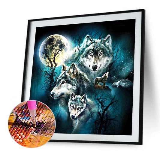Wolf Under The Moon - Full Square Drill Diamond Painting 50*50CM