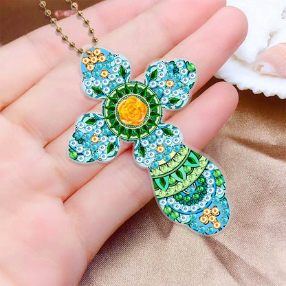 6pcs Cross Diamond Painting Keychain DIY Diamond Mosaic Kit Bag Pendant