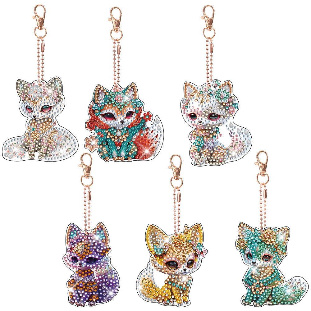 6pcs Diamond Art Keychains Diamond Mosaic Kit DIY Gem Keychains Lady Bag Pendant