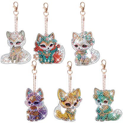 6pcs Diamond Art Keychains Diamond Mosaic Kit DIY Gem Keychains Lady Bag Pendant