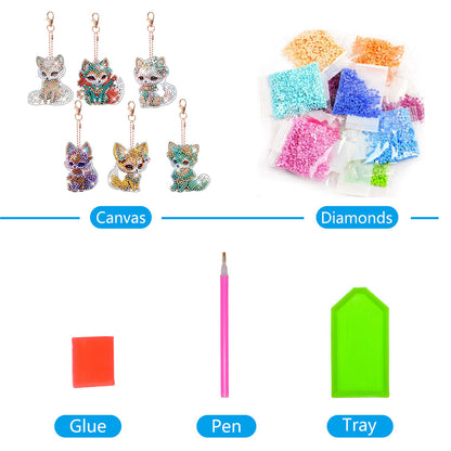 6pcs Diamond Art Keychains Diamond Mosaic Kit DIY Gem Keychains Lady Bag Pendant