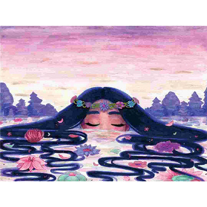 Mountain Lake Girl - Full Round Drill Diamond Painting 40*30CM