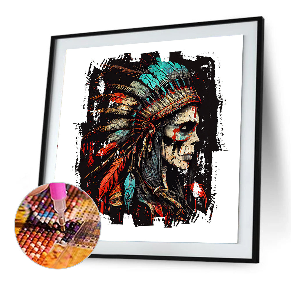 Indian Skull - Full Round Drill Diamond Painting 30*30CM