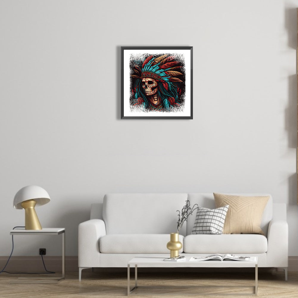 Indian Skull - Full Round Drill Diamond Painting 30*30CM