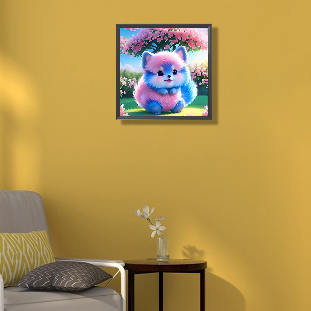 Pink Blue Cat - Full Round Drill Diamond Painting 30*30CM