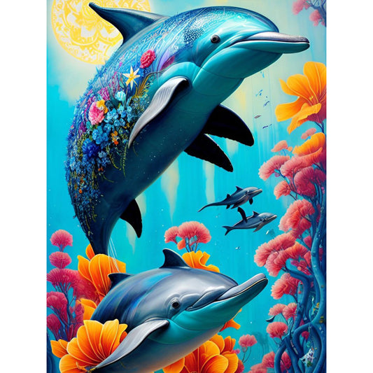 Dolphin - Full Round Drill Diamond Painting 30*40CM