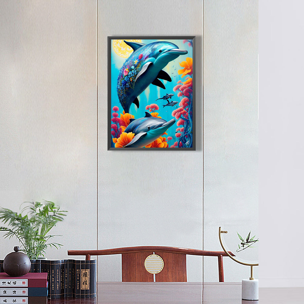 Dolphin - Full Round Drill Diamond Painting 30*40CM