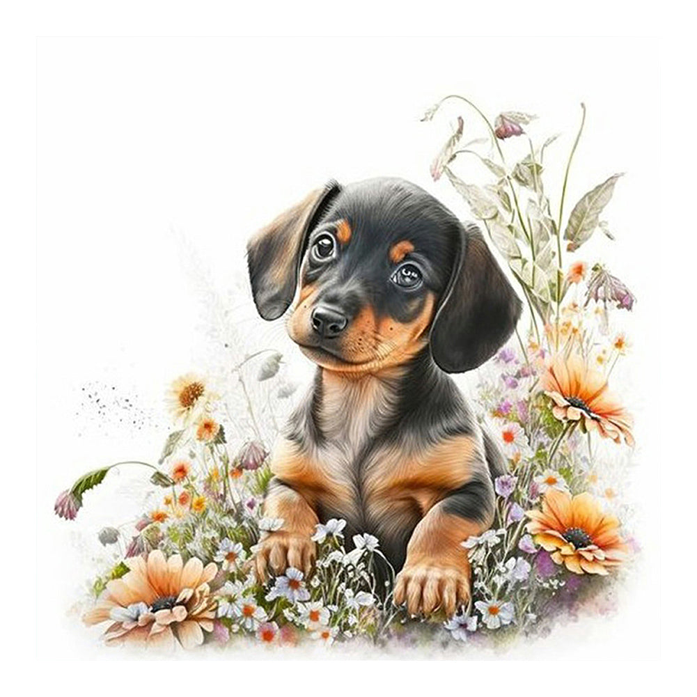 Puppy - Full Round Drill Diamond Painting 40*40CM
