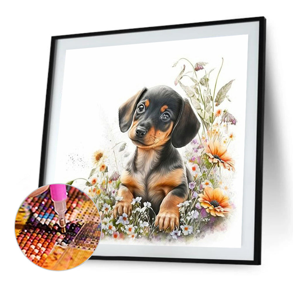 Puppy - Full Round Drill Diamond Painting 40*40CM