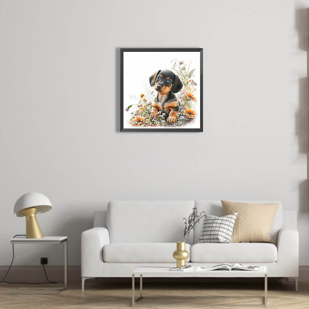 Puppy - Full Round Drill Diamond Painting 40*40CM