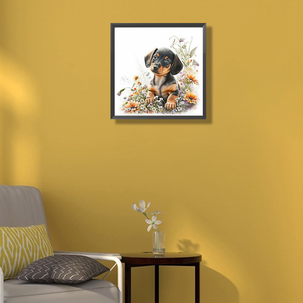 Puppy - Full Round Drill Diamond Painting 40*40CM