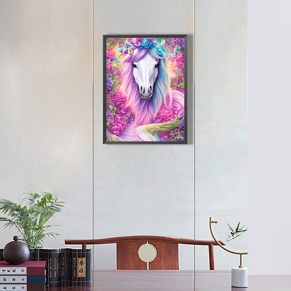 Elegant White Horse - Full Round Drill Diamond Painting 30*40CM