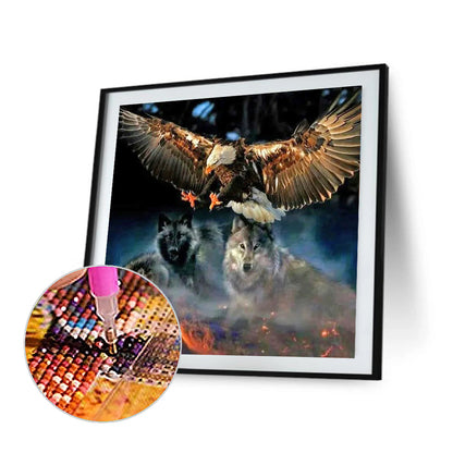 Night Wolf And Eagle - Full Round Drill Diamond Painting 40*40CM