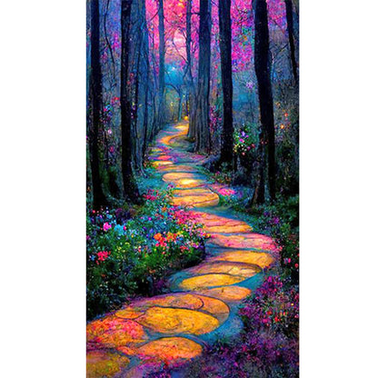 Forest Gravel Road - Full Round Drill Diamond Painting 40*70CM