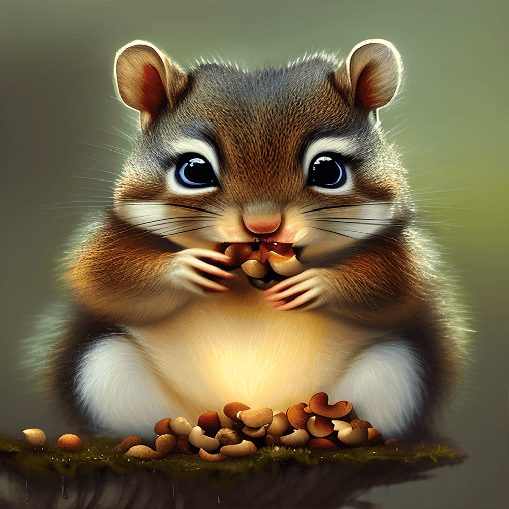 The Little Squirrel Who Ate - Full Round Drill Diamond Painting 30*30CM