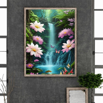 Butterfly Waterfall - Full Round Drill Diamond Painting 30*40CM