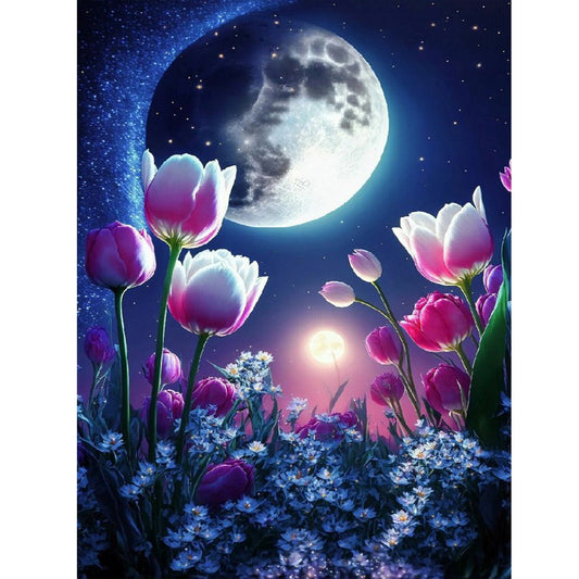 Moonlight Tulip - Full Round Drill Diamond Painting 30*40CM