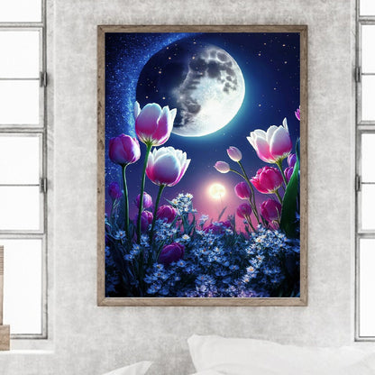 Moonlight Tulip - Full Round Drill Diamond Painting 30*40CM
