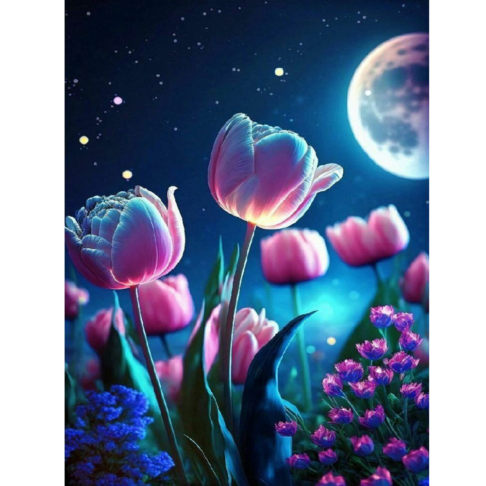 Moonlight Tulip - Full Round Drill Diamond Painting 30*40CM
