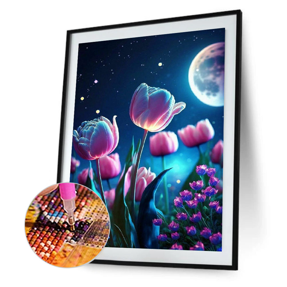 Moonlight Tulip - Full Round Drill Diamond Painting 30*40CM