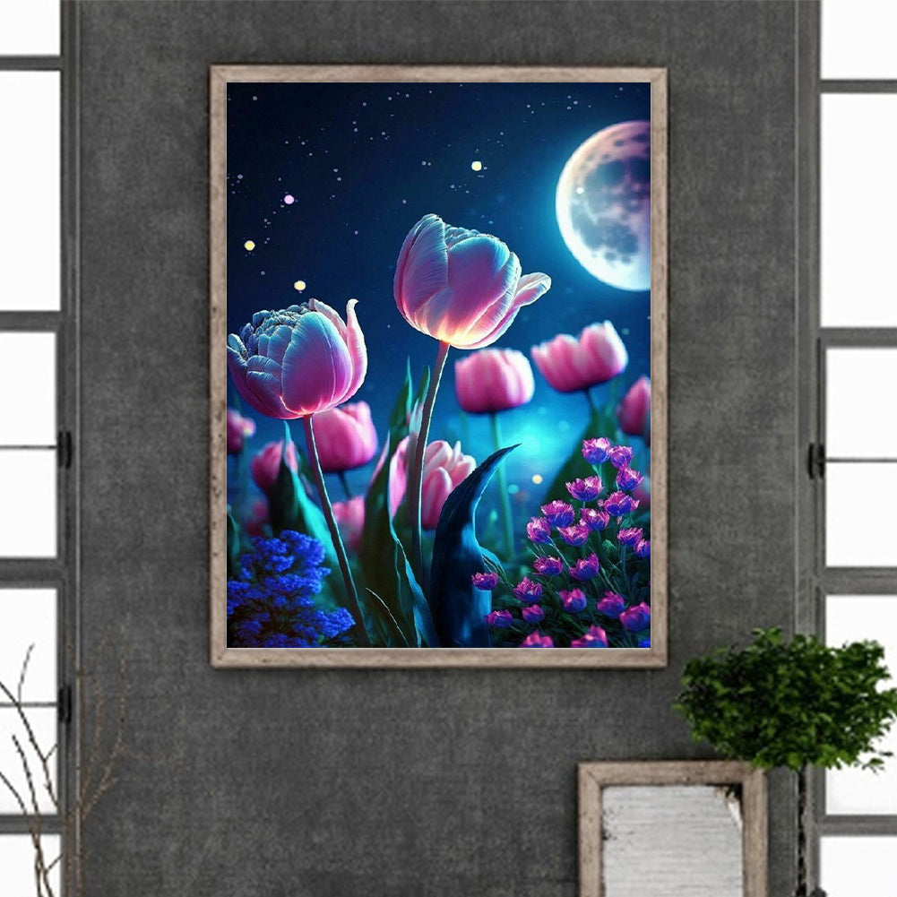 Moonlight Tulip - Full Round Drill Diamond Painting 30*40CM