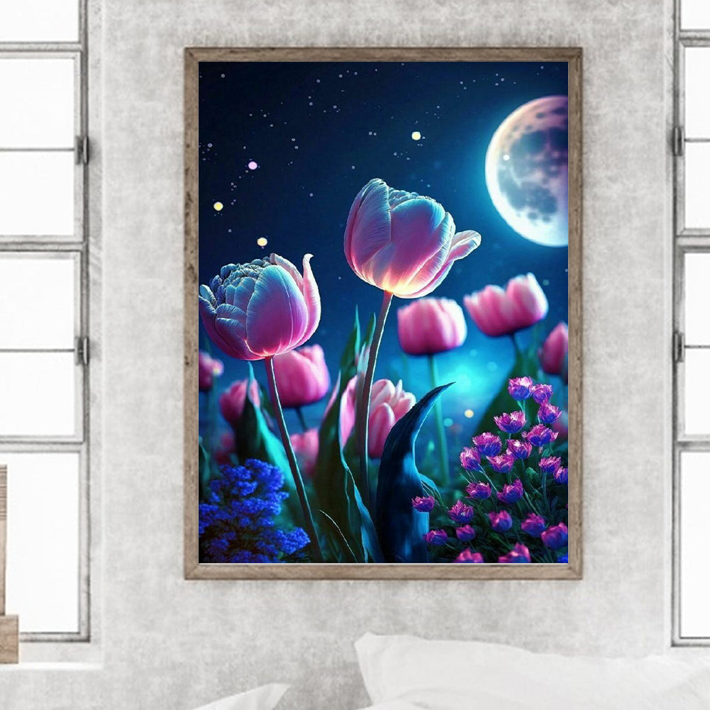 Moonlight Tulip - Full Round Drill Diamond Painting 30*40CM