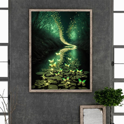 Fluorescent Green Lake - Full Round Drill Diamond Painting 30*40CM