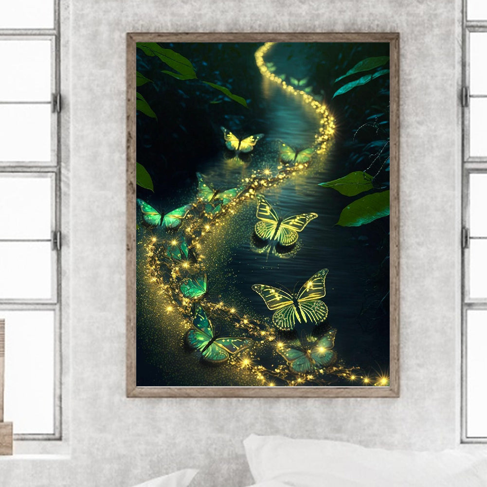 Fluorescent Green Lake - Full Round Drill Diamond Painting 30*40CM