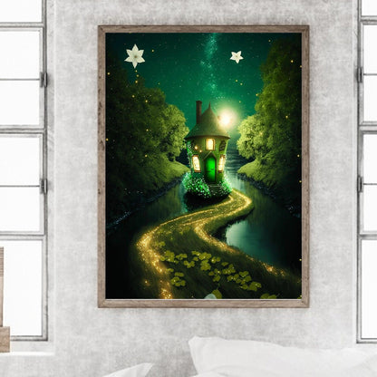 Fluorescent Green Lake - Full Round Drill Diamond Painting 30*40CM