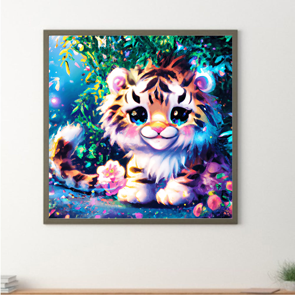Colorful Little Animal Little Tiger - Full Round Drill Diamond Painting 30*30CM