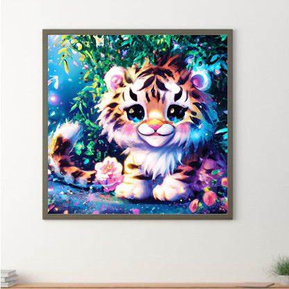 Colorful Little Animal Little Tiger - Full Round Drill Diamond Painting 30*30CM