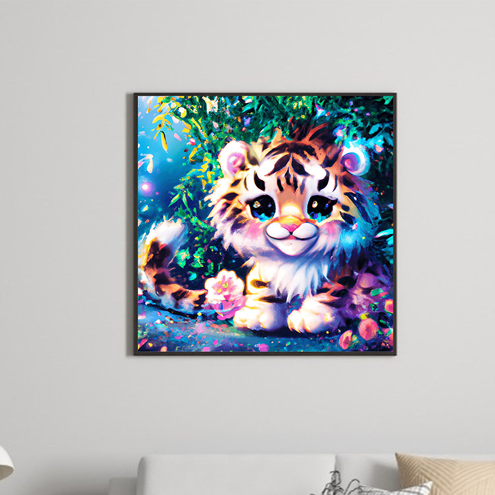 Colorful Little Animal Little Tiger - Full Round Drill Diamond Painting 30*30CM