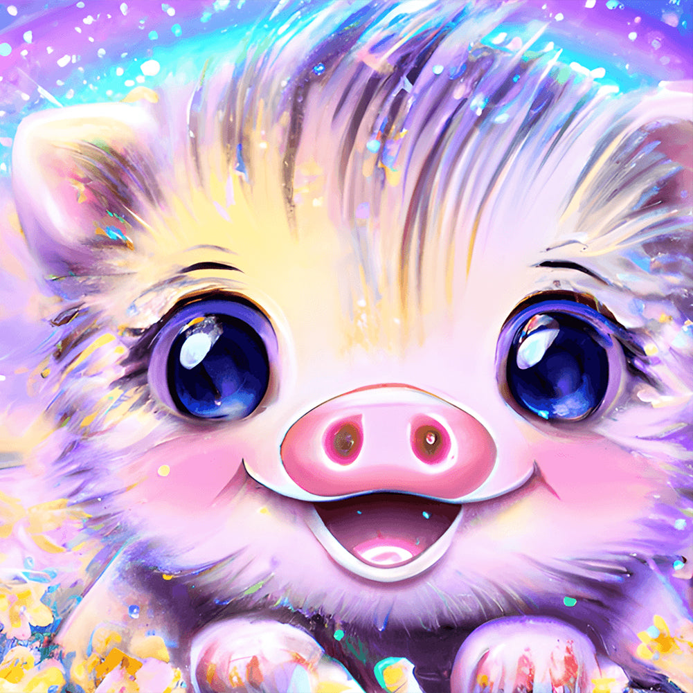 Colorful Little Animal Pig - Full Round Drill Diamond Painting 30*30CM