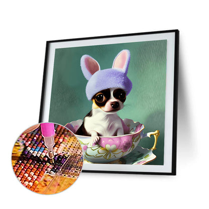 Puppy In Teacup - Full Round Drill Diamond Painting 30*30CM