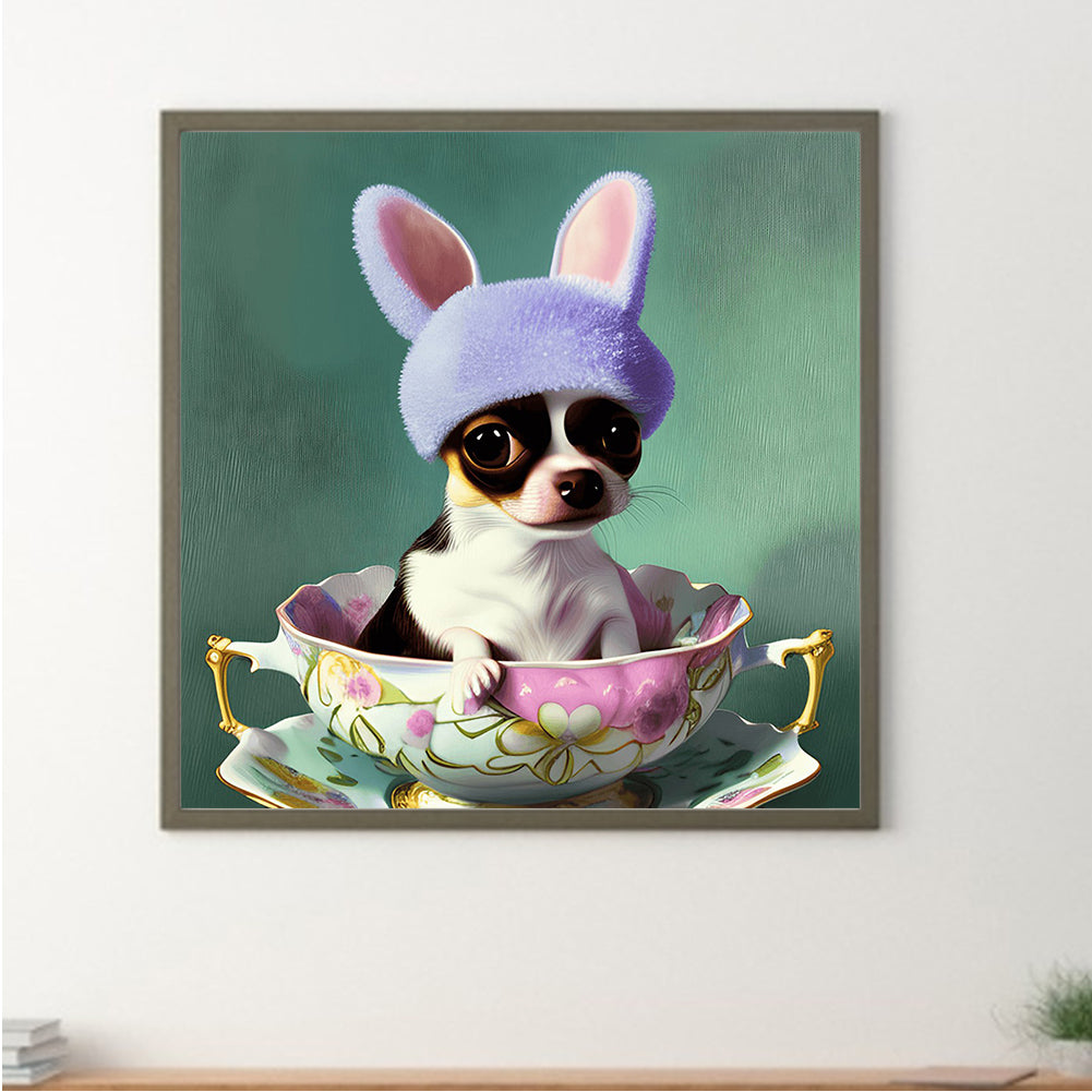 Puppy In Teacup - Full Round Drill Diamond Painting 30*30CM