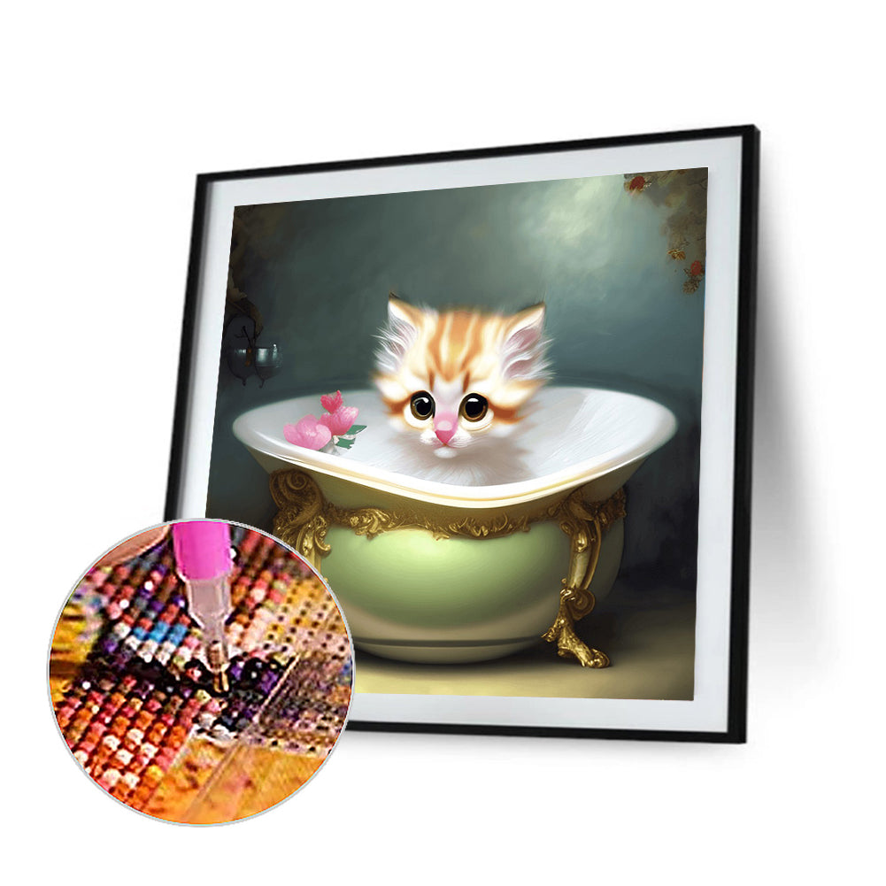 Kitten In Teacup - Full Round Drill Diamond Painting 30*30CM