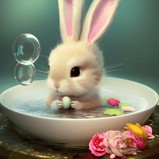 Bunny In Teacup - Full Round Drill Diamond Painting 30*30CM