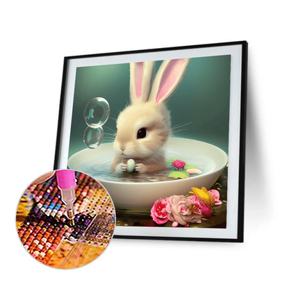 Bunny In Teacup - Full Round Drill Diamond Painting 30*30CM