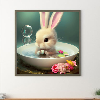 Bunny In Teacup - Full Round Drill Diamond Painting 30*30CM