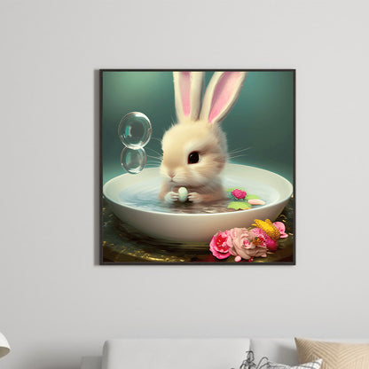 Bunny In Teacup - Full Round Drill Diamond Painting 30*30CM