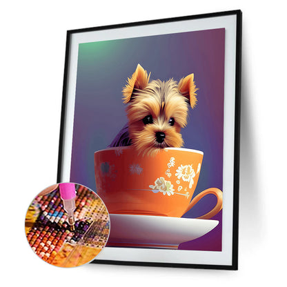 Teacup Small Animal Yorkshire Terrier Dog - Full Round Drill Diamond Painting 30*40CM