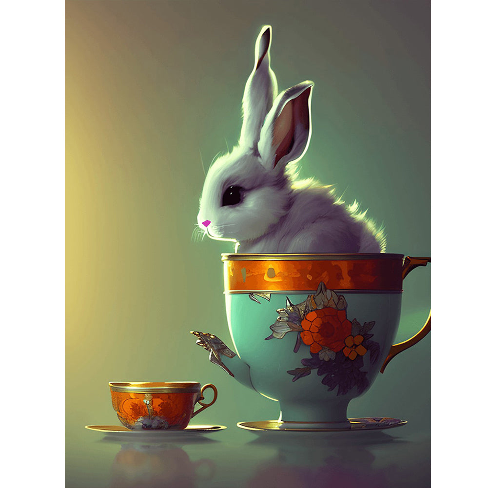 Teacup Small Animal Bunny - Full Round Drill Diamond Painting 30*40CM