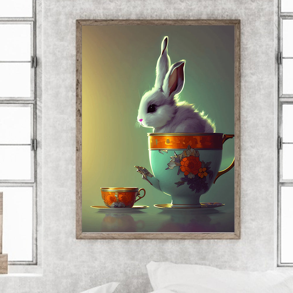 Teacup Small Animal Bunny - Full Round Drill Diamond Painting 30*40CM